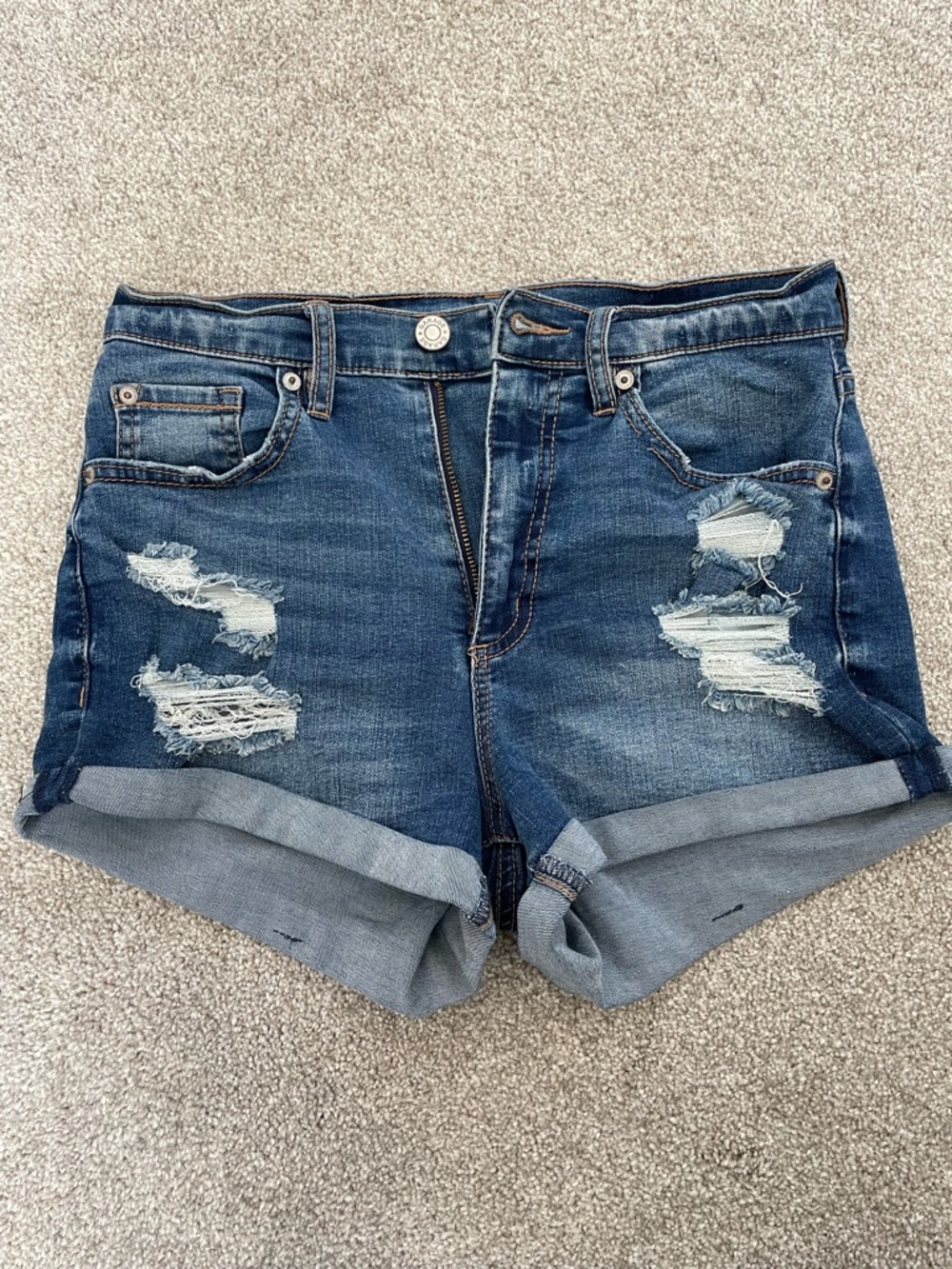 Garage Distressed High Rise Denim Shorts